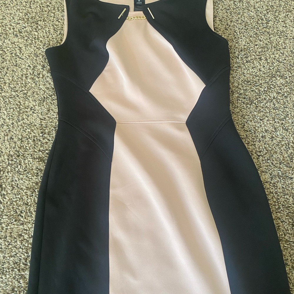 Enfocus Studio Black and Cream Asymmetrical Dress